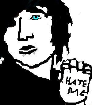 Alex Evans, konn niet late om dat oog moi blauw te make (A) zoals zijn eige ogen dus xD