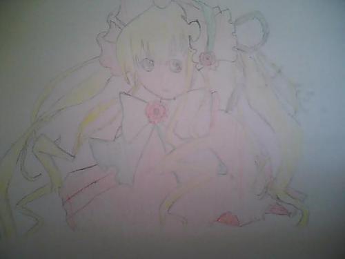 Hmm... ik probeerde Dat meisje van Rozen Maiden na te tekenen:"D
