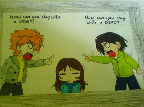 Edward, Bella & Jacob.<3