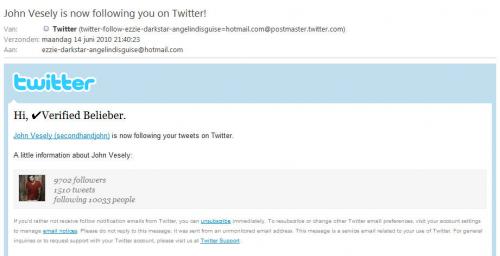John Vesely volgt me. - de mail