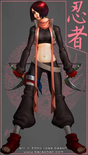 Personage "Amanda" van het verhaal. (Als ninja... na een transformatie!)