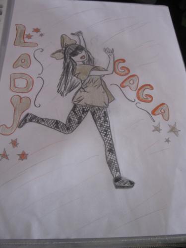 lady gaga staat ook op de tekening ik heb hem na getekend van een pooster