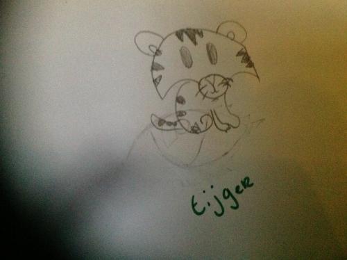 Een tijger best wel mislukt eigenlijk maar ik blijf oefenen en die Louis in die wortelpak... Die is best vreemd..