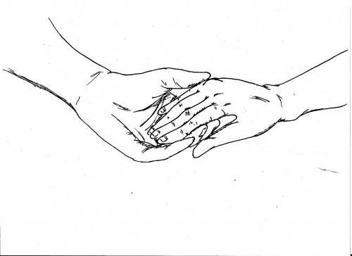 een standaard 'holding hands' tekening